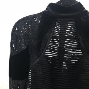 Tracy Reese Black Velvet & Lace Dress sz XS